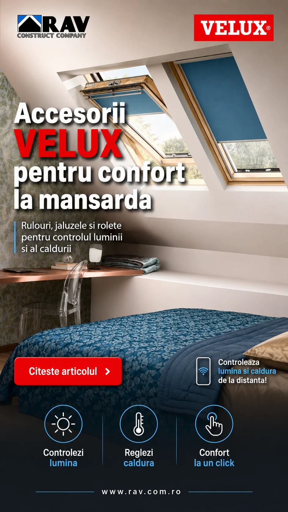 Confort la superlativ cu accesorii electrice VELUX